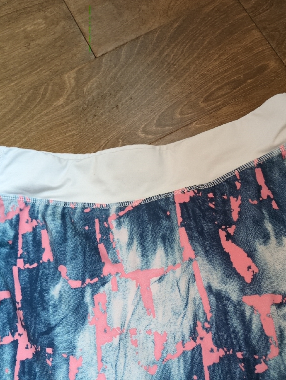 Sofibella Tennis Skirt Blue Tie-Dye Ruffle Skirt with Pink Accent, Size Small - Picture 6 of 10